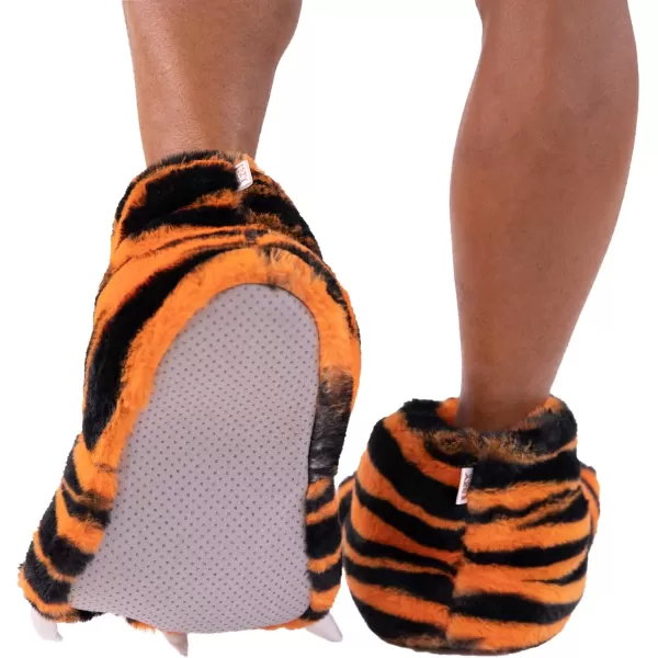 Lazy One Animal Paw Slippers for Kids and Adults Fun Costume for Kids Cozy Furry SlippersOrange black