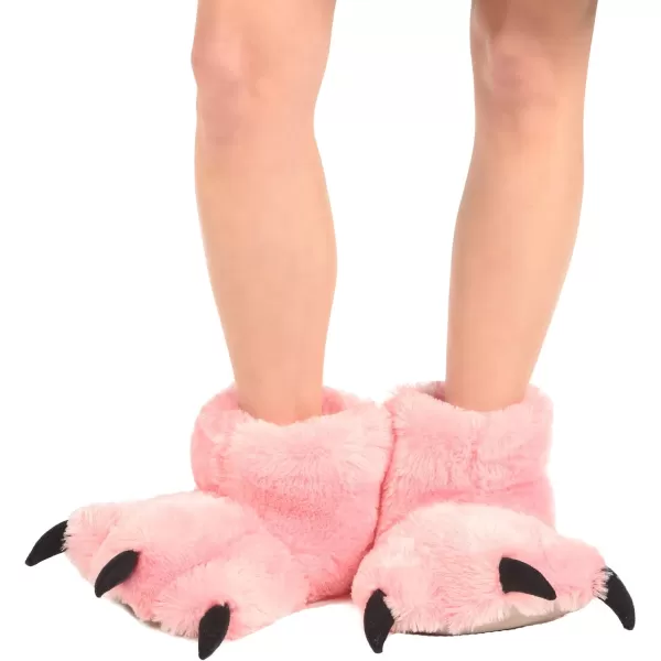 Lazy One Animal Paw Slippers for Kids and Adults Fun Costume for Kids Cozy Furry SlippersPink Bear Paw Slippers