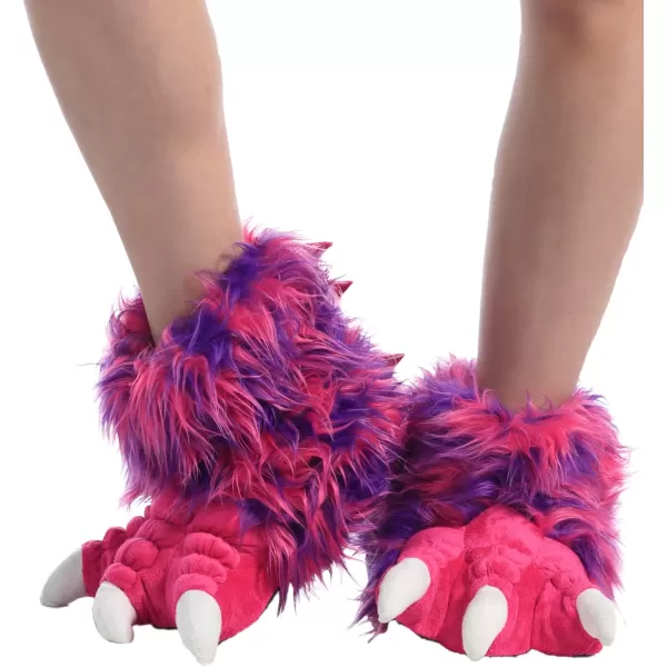 Lazy One Animal Paw Slippers for Kids and Adults Fun Costume for Kids Cozy Furry SlippersPink Monster Paw Slippers