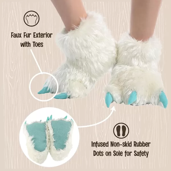 Lazy One Animal Paw Slippers for Kids and Adults Fun Costume for Kids Cozy Furry SlippersWhite