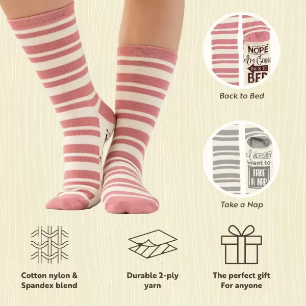 Lazy One CrewLength Funny Socks for Women and Men Crazy Crew Socks with Designs Novelty Socks in Adult Sizes Pack of 2Back to Bed Sock Pack