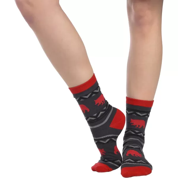 Lazy One CrewLength Funny Socks for Women and Men Crazy Crew Socks with Designs Novelty Socks in Adult Sizes Pack of 2Bear Fair Isle Sock Pack