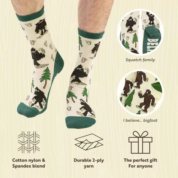 Lazy One CrewLength Funny Socks for Women and Men Crazy Crew Socks with Designs Novelty Socks in Adult Sizes Pack of 2Bigfoot Sock Pack