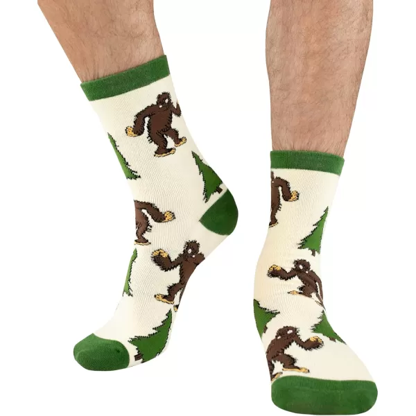 Lazy One CrewLength Funny Socks for Women and Men Crazy Crew Socks with Designs Novelty Socks in Adult Sizes Pack of 2Bigfoot Sock Pack