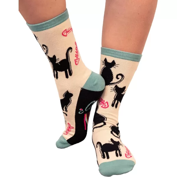 Lazy One CrewLength Funny Socks for Women and Men Crazy Crew Socks with Designs Novelty Socks in Adult Sizes Pack of 2Cat Sock Pack