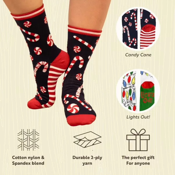 Lazy One CrewLength Funny Socks for Women and Men Crazy Crew Socks with Designs Novelty Socks in Adult Sizes Pack of 2Christmas Sock Pack