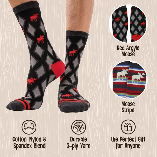 Lazy One CrewLength Funny Socks for Women and Men Crazy Crew Socks with Designs Novelty Socks in Adult Sizes Pack of 2Classy Moose Sock Pack