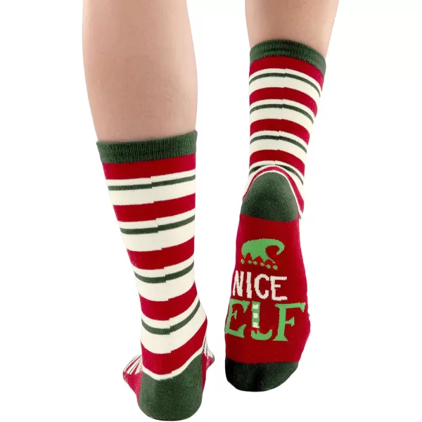 Lazy One CrewLength Funny Socks for Women and Men Crazy Crew Socks with Designs Novelty Socks in Adult Sizes Pack of 2Elf Sock Pack