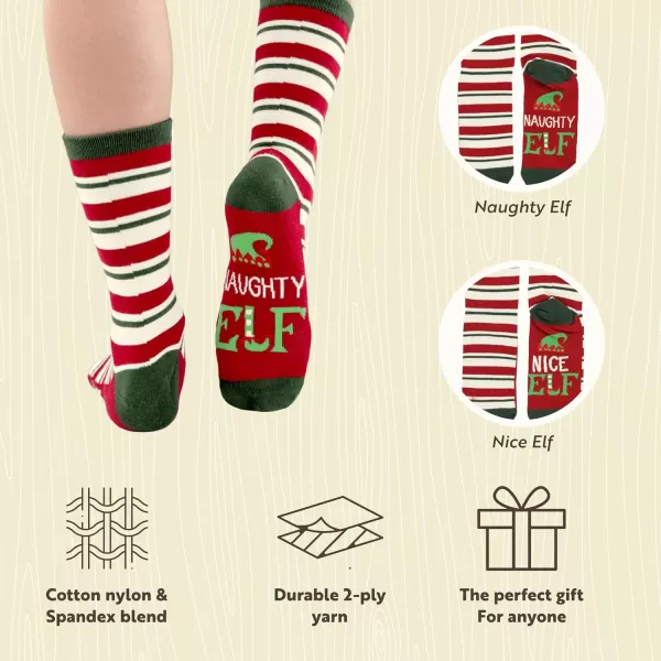 Lazy One CrewLength Funny Socks for Women and Men Crazy Crew Socks with Designs Novelty Socks in Adult Sizes Pack of 2Elf Sock Pack