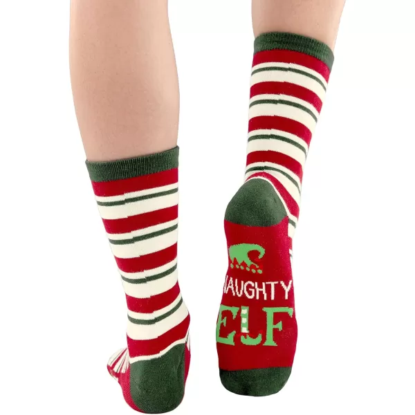 Lazy One CrewLength Funny Socks for Women and Men Crazy Crew Socks with Designs Novelty Socks in Adult Sizes Pack of 2Elf Sock Pack