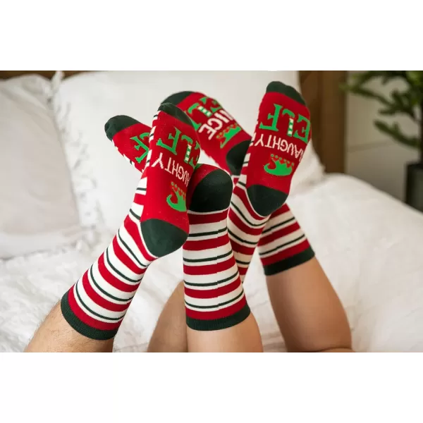 Lazy One CrewLength Funny Socks for Women and Men Crazy Crew Socks with Designs Novelty Socks in Adult Sizes Pack of 2Elf Sock Pack