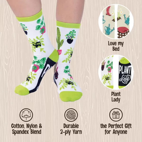 Lazy One CrewLength Funny Socks for Women and Men Crazy Crew Socks with Designs Novelty Socks in Adult Sizes Pack of 2Gardening Sock Pack