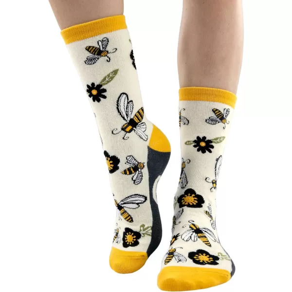 Lazy One CrewLength Funny Socks for Women and Men Crazy Crew Socks with Designs Novelty Socks in Adult Sizes Pack of 2Honey Sock Pack