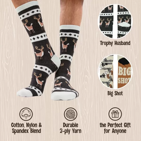 Lazy One CrewLength Funny Socks for Women and Men Crazy Crew Socks with Designs Novelty Socks in Adult Sizes Pack of 2Hunting Sock Pack