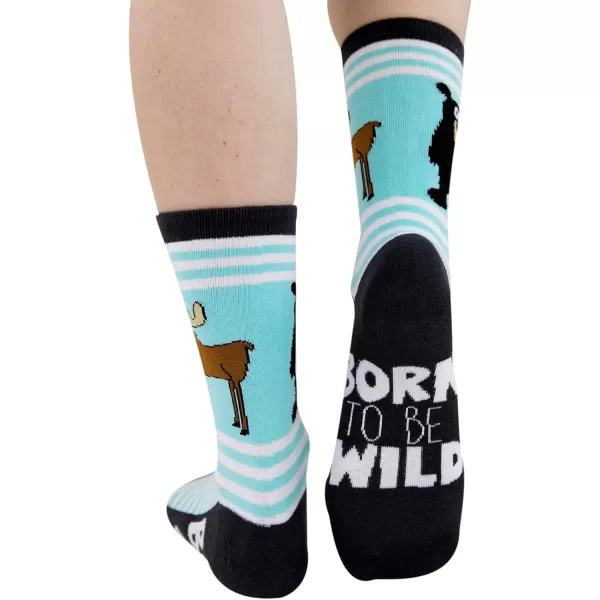 Lazy One CrewLength Funny Socks for Women and Men Crazy Crew Socks with Designs Novelty Socks in Adult Sizes Pack of 2Wild Moose Sock Pack