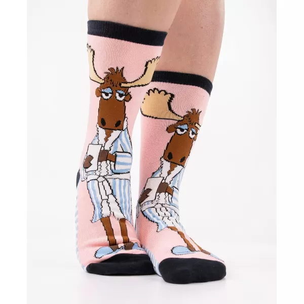 Lazy One CrewLength Funny Socks for Women and Men Crazy Crew Socks with Designs Novelty Socks in Adult Sizes Pack of 2Wild Moose Sock Pack