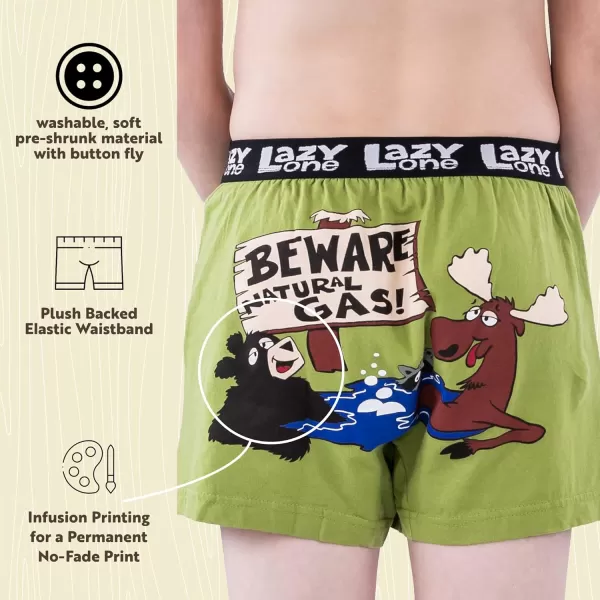 Lazy One Funny Animal Boxers Novelty Boxer Shorts Hunorous Kids Underwear Gag Gifts for BoysBeware of Natural Gas Kids Boxer