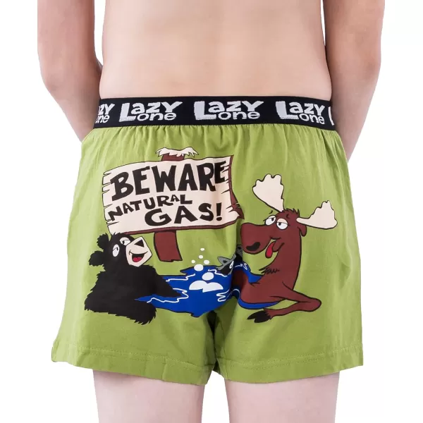 Lazy One Funny Animal Boxers Novelty Boxer Shorts Hunorous Kids Underwear Gag Gifts for BoysBeware of Natural Gas Kids Boxer
