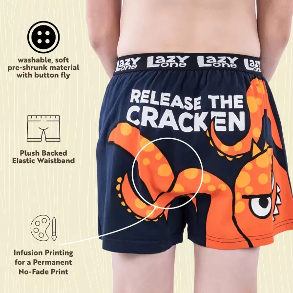 Lazy One Funny Animal Boxers Novelty Boxer Shorts Hunorous Kids Underwear Gag Gifts for BoysKracken Kids Boxer