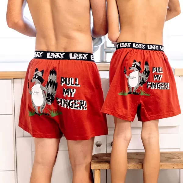 Lazy One Funny Animal Boxers Novelty Boxer Shorts Hunorous Kids Underwear Gag Gifts for BoysRed Pull My Finger Kids Boxer