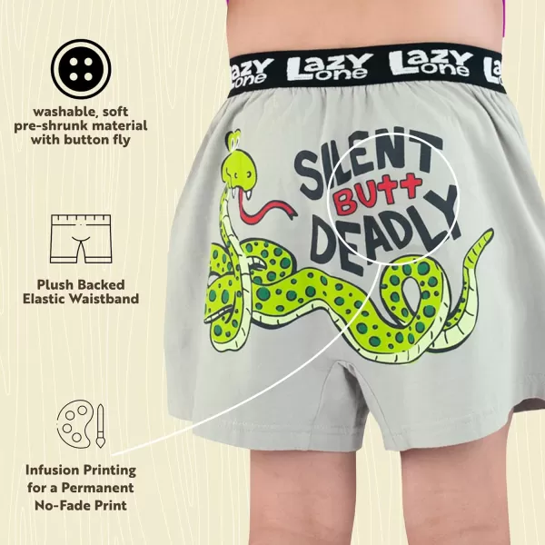 Lazy One Funny Animal Boxers Novelty Boxer Shorts Hunorous Kids Underwear Gag Gifts for BoysSilent Butt Deadly Grey Kids Boxer