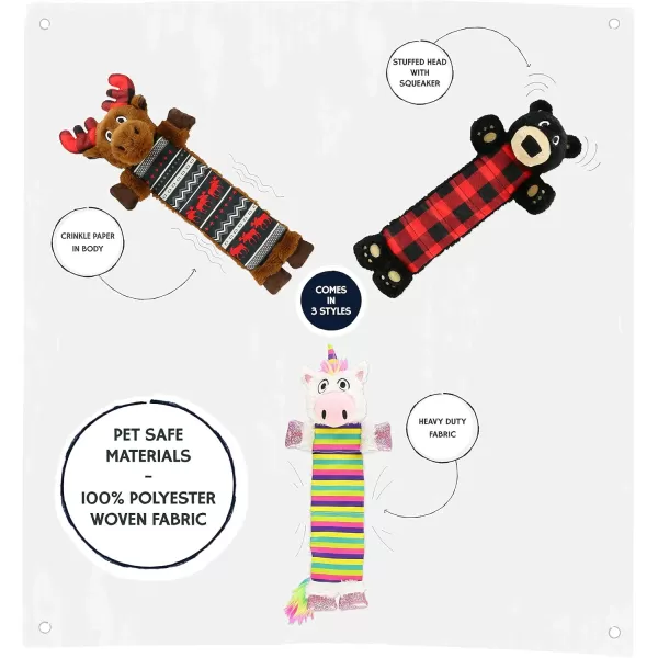 Lazy One Moose Squeaky Dog Toy Soft Crinkle Toy for Dogs HeavyDuty Construction for Heavy ChewersBear Dog Toy