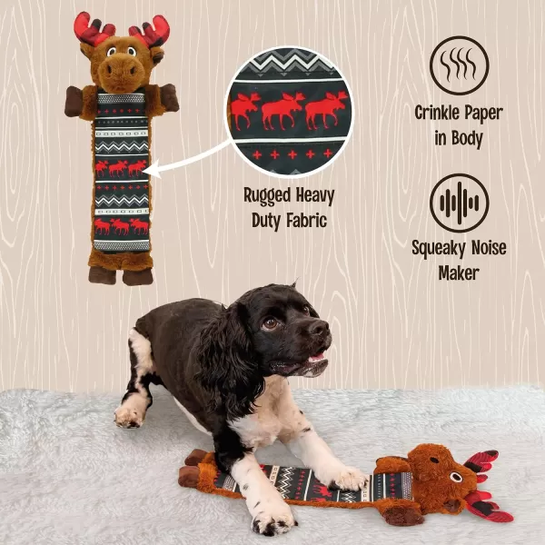 Lazy One Moose Squeaky Dog Toy Soft Crinkle Toy for Dogs HeavyDuty Construction for Heavy ChewersMoose Dog Toy