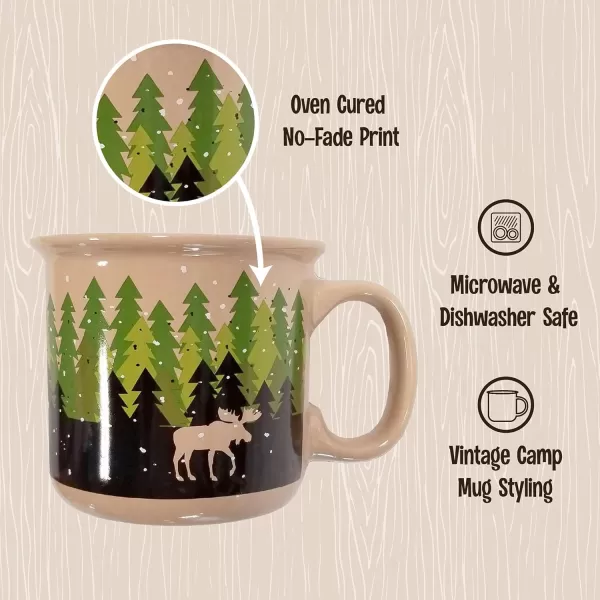Lazy One Novelty Mugs Funny Gift Mug for Family Friends or Coworkers in your Office Set of 4 Happy CamperForest Mug 4 Pack