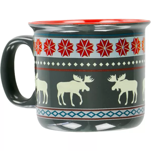 Lazy One Novelty Mugs Funny Gift Mug for Family Friends or Coworkers in your Office Set of 4 Happy CamperMoose Fair Isle Mug 4 Pack