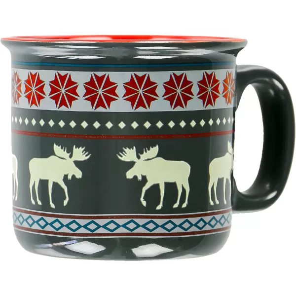 Lazy One Novelty Mugs Funny Gift Mug for Family Friends or Coworkers in your Office Set of 4 Happy CamperMoose Fair Isle Mug 4 Pack