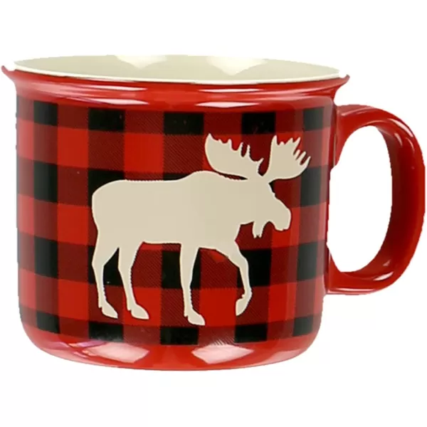 Lazy One Novelty Mugs Funny Gift Mug for Family Friends or Coworkers in your Office Set of 4 Happy CamperMoose Plaid Mug 4 Pack