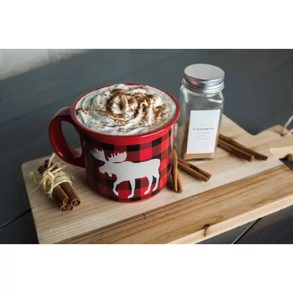 Lazy One Novelty Mugs Funny Gift Mug for Family Friends or Coworkers in your Office Set of 4 Happy CamperMoose Plaid Mug 4 Pack