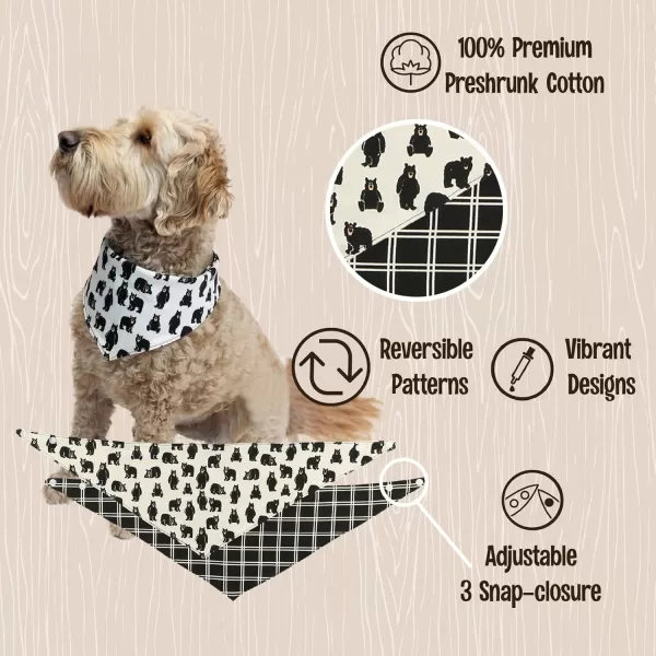 Lazy One Reversible Dog Bandana Cute Accessories for Pets Stripes MediumLarge LabsFamily Bear Dog Bandana