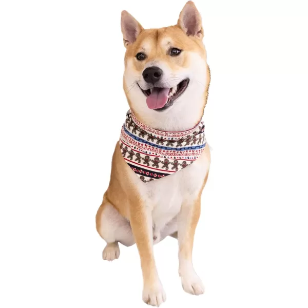 Lazy One Reversible Dog Bandana Cute Accessories for Pets Stripes MediumLarge LabsGingerbread Dog Bandana