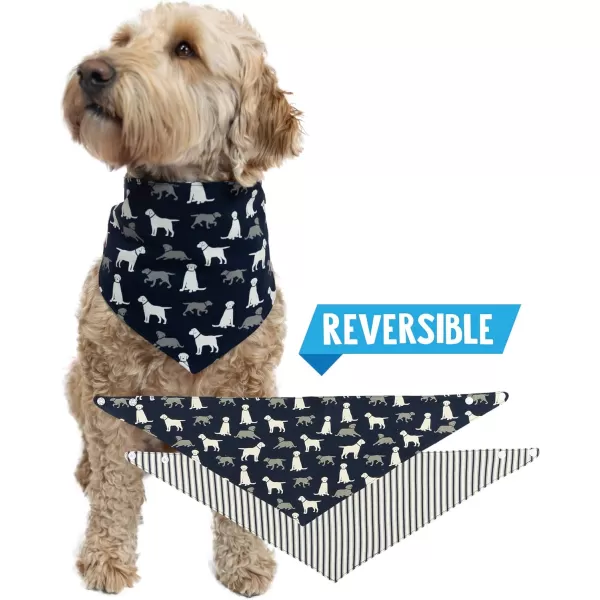 Lazy One Reversible Dog Bandana Cute Accessories for Pets Stripes MediumLarge LabsLabs