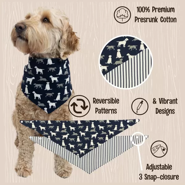 Lazy One Reversible Dog Bandana Cute Accessories for Pets Stripes MediumLarge LabsLabs