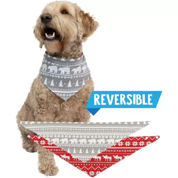 Lazy One Reversible Dog Bandana Cute Accessories for Pets Stripes MediumLarge LabsNordic Dog