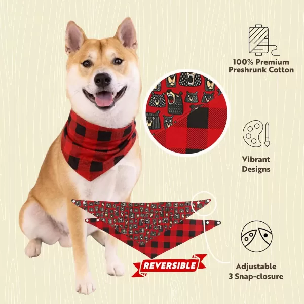 Lazy One Reversible Dog Bandana Cute Accessories for Pets Stripes MediumLarge LabsRed Plaid Dog Bandana