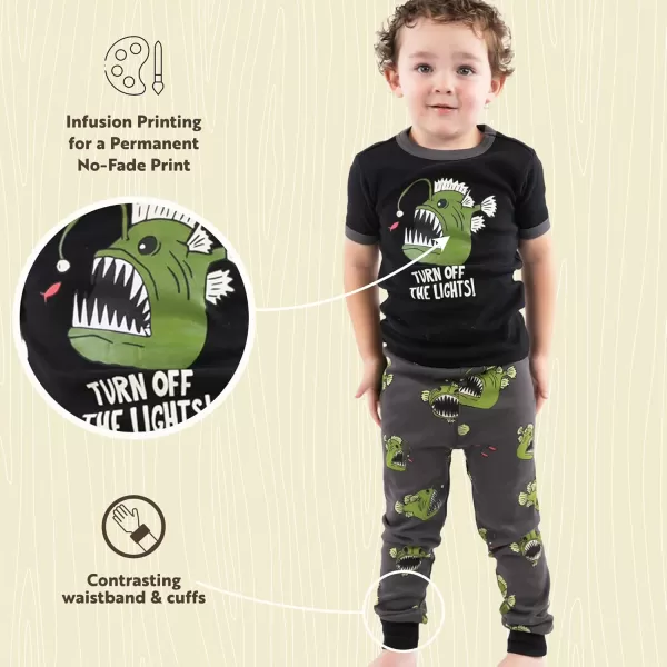 Lazy One ShortSleeve Pajamas Sets for Girls and Boys Kids Soft Animal PJs Lake PajamasAngler Fish Pajama Sets