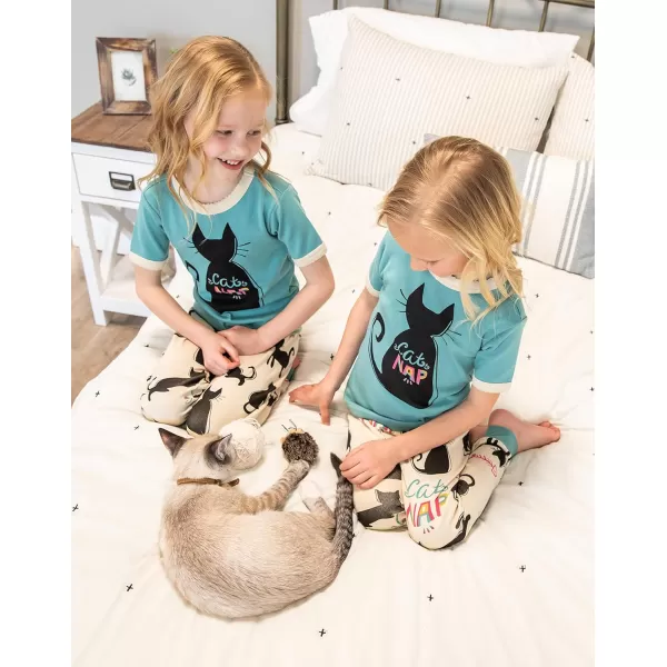 Lazy One ShortSleeve Pajamas Sets for Girls and Boys Kids Soft Animal PJs Lake PajamasCat Nap Pajama Sets