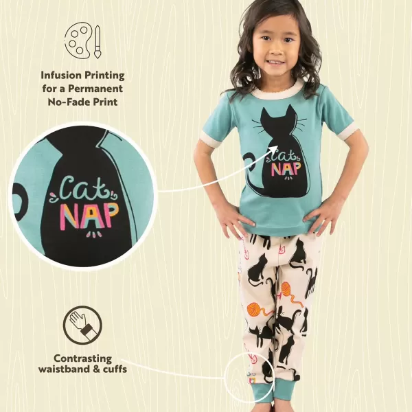 Lazy One ShortSleeve Pajamas Sets for Girls and Boys Kids Soft Animal PJs Lake PajamasCat Nap Pajama Sets