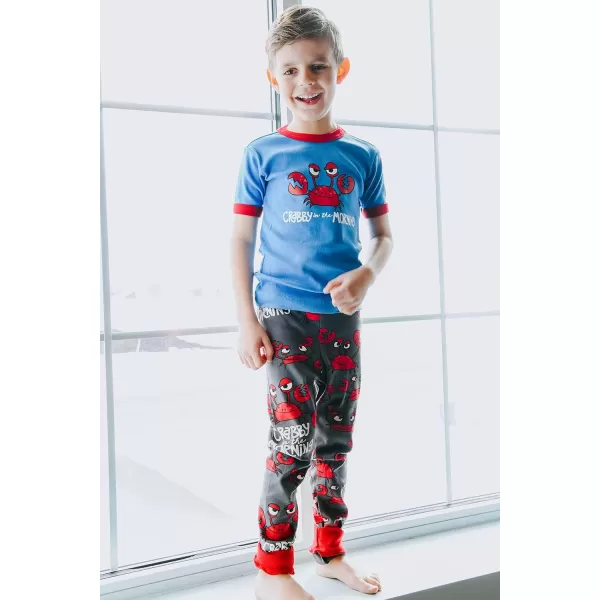 Lazy One ShortSleeve Pajamas Sets for Girls and Boys Kids Soft Animal PJs Lake PajamasCrabby in the Morning Pajama Sets