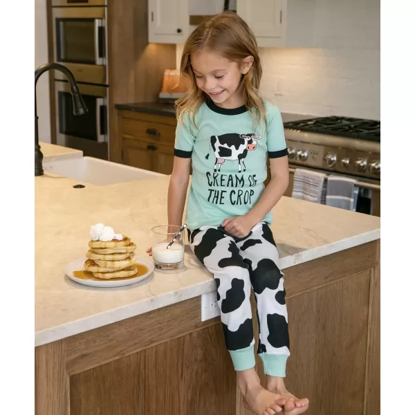 Lazy One ShortSleeve Pajamas Sets for Girls and Boys Kids Soft Animal PJs Lake PajamasCream of the Crop Pajama Sets