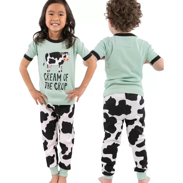 Lazy One ShortSleeve Pajamas Sets for Girls and Boys Kids Soft Animal PJs Lake PajamasCream of the Crop Pajama Sets