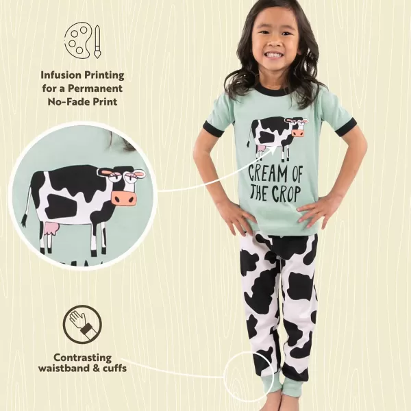 Lazy One ShortSleeve Pajamas Sets for Girls and Boys Kids Soft Animal PJs Lake PajamasCream of the Crop Pajama Sets