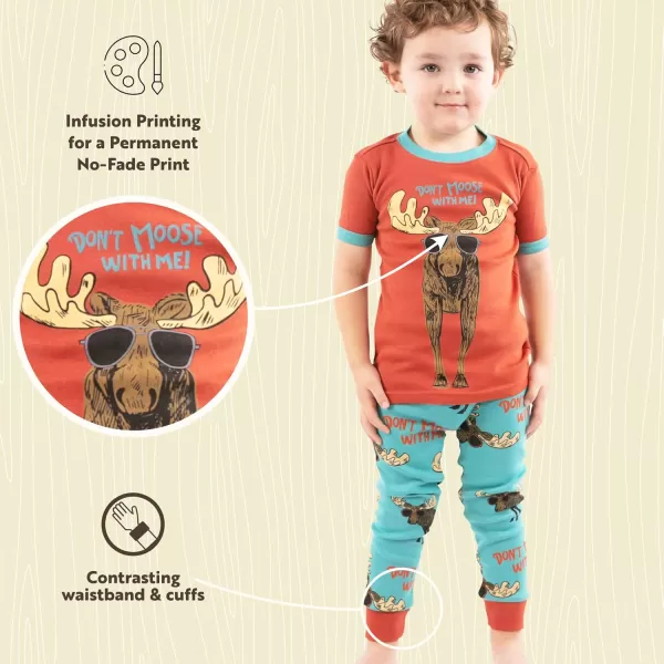 Lazy One ShortSleeve Pajamas Sets for Girls and Boys Kids Soft Animal PJs Lake PajamasDont Moose Pajama Sets