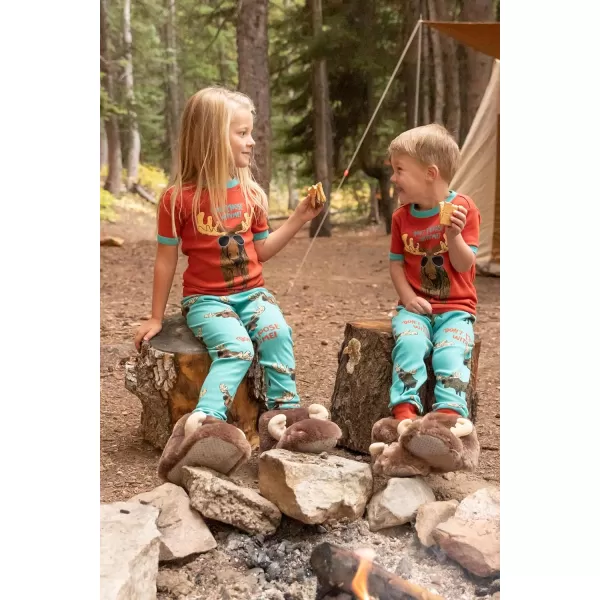 Lazy One ShortSleeve Pajamas Sets for Girls and Boys Kids Soft Animal PJs Lake PajamasDont Moose Pajama Sets