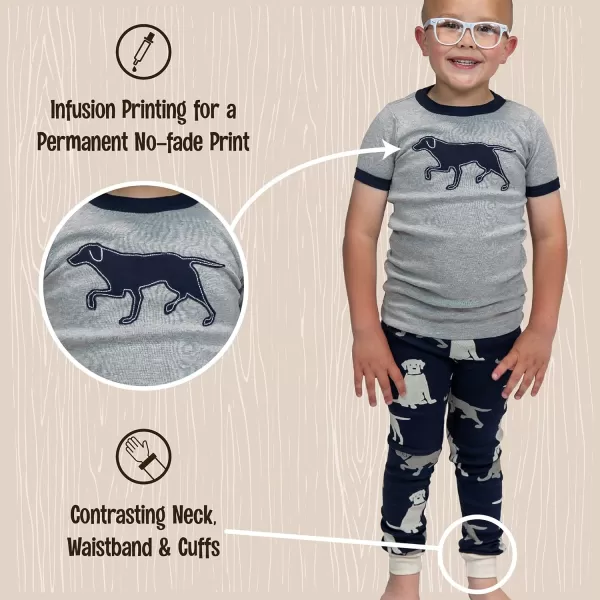 Lazy One ShortSleeve Pajamas Sets for Girls and Boys Kids Soft Animal PJs Lake PajamasLabs Pajama Sets