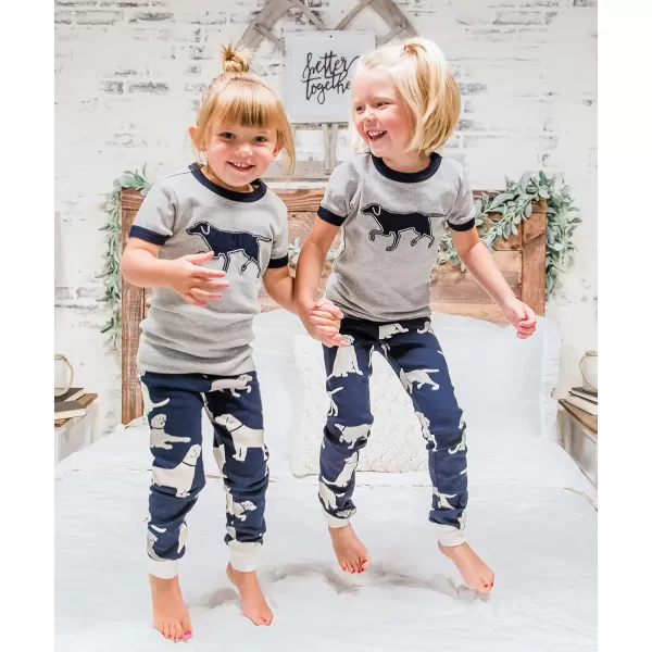 Lazy One ShortSleeve Pajamas Sets for Girls and Boys Kids Soft Animal PJs Lake PajamasLabs Pajama Sets