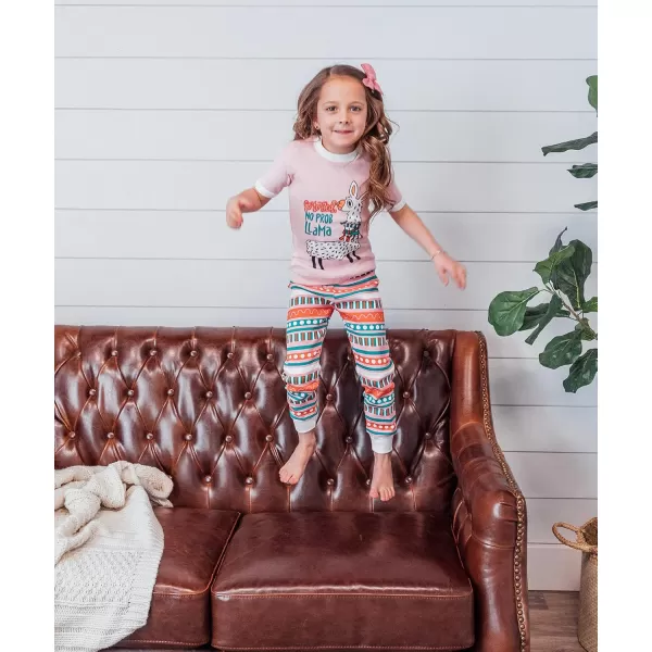 Lazy One ShortSleeve Pajamas Sets for Girls and Boys Kids Soft Animal PJs Lake PajamasLlama